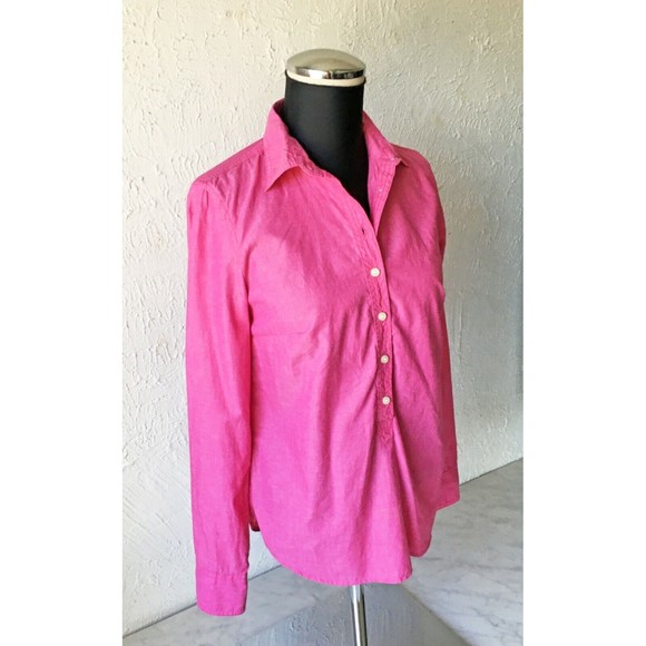 J Crew Pink Fuchsia Pullover Collared Long Sleeve Tunic Top - Women's Size XXS - Picture 1 of 9